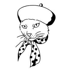 cute cat in hat and scarf vector