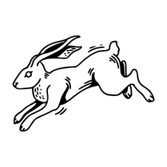 leaping bunny outline graphic