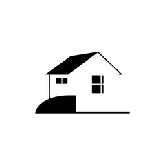 Minimalist black and white illustration of a simple house with geometric shapes and a clean, modern aesthetic on a bright background.