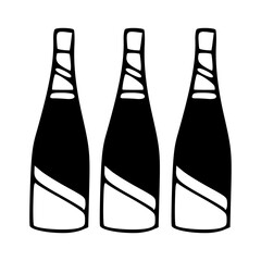 three wine bottles silhouette vector illustration