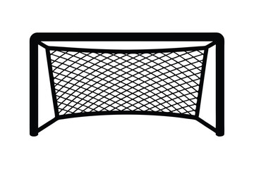 Silhouette of a classic soccer goal net vector art illustration.eps