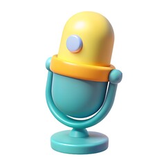 A Cheerful Cartoon Microphone Ready To Record Joyful Sounds In Vibrant Pastel Colors And Smooth 3d Design