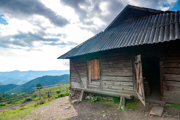 Carpathian mountain landscape with house of cheesemaker