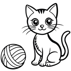 Charming Kitten Playing with Colorful Yarn