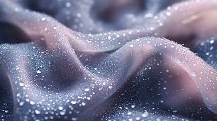 Fototapeta premium Water droplets resting on a flowing, elegant fabric