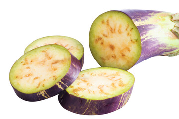 slices of eggplant on with background isolated