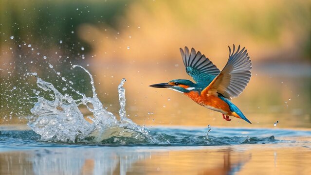 Kingfisher Emerging from Water Splash