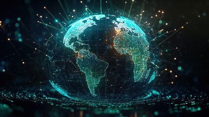 Obraz premium A digital map showing renewable energy hubs across the globe.