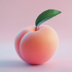 Peach fruit, studio shot, pastel pink background, digital rendering