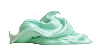 Mint green cream swirling and flowing on transparent background