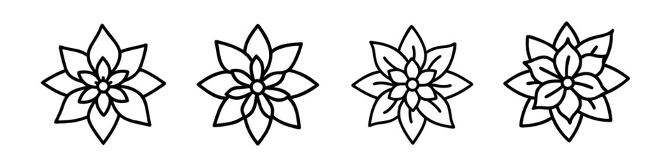 poinsettia flower icon, poinsettia flower line art - simple line art of poinsettia flower, perfect for poinsettia flower logos and icons