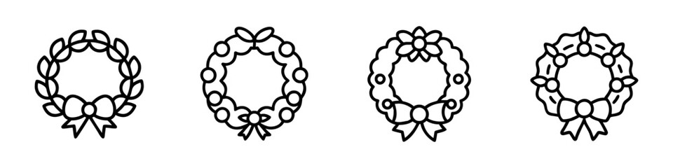 wreath icon, wreath line art - simple line art of wreath, perfect for wreath logos and icons