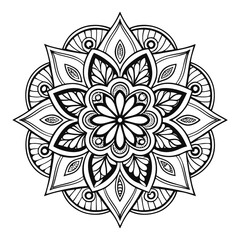 Pattern in the form of a mandala. Henna tattoo mandala. Mehndi style. Decorative pattern in oriental style. Coloring book page.