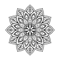 Pattern in the form of a mandala. Henna tattoo mandala. Mehndi style. Decorative pattern in oriental style. Coloring book page.