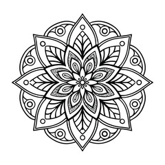 Pattern in the form of a mandala. Henna tattoo mandala. Mehndi style. Decorative pattern in oriental style. Coloring book page.
