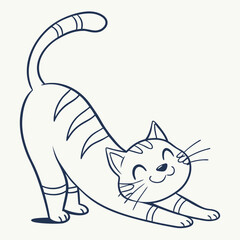 happy cat kitten stretching draw line