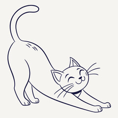 happy cat kitten stretching draw line