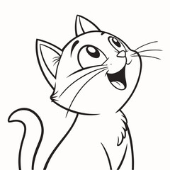 happy cat kitten stretching draw line