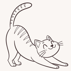 happy cat kitten stretching draw line