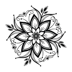 Pattern in the form of a mandala. Henna tattoo mandala. Mehndi style. Decorative pattern in oriental style. Coloring book page.