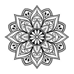 Pattern in the form of a mandala. Henna tattoo mandala. Mehndi style. Decorative pattern in oriental style. Coloring book page.