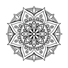 Pattern in the form of a mandala. Henna tattoo mandala. Mehndi style. Decorative pattern in oriental style. Coloring book page.