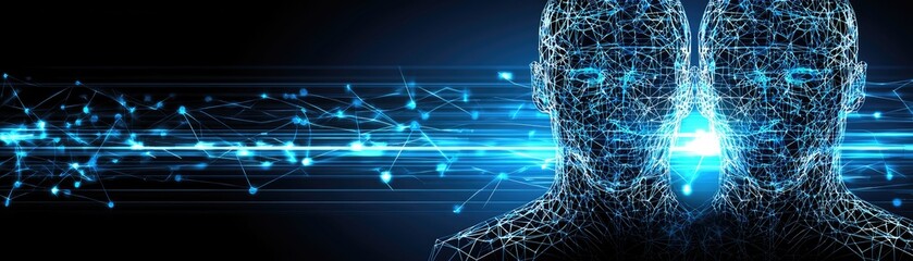 Obraz premium Abstract network of two figures, digital art