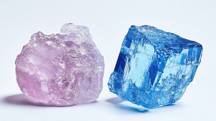 A split view of a rough gemstone before and after cutting, showing the transformation process.