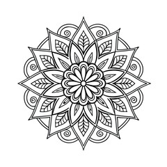 Pattern in the form of a mandala. Henna tattoo mandala. Mehndi style. Decorative pattern in oriental style. Coloring book page.