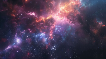 Nebula and galaxies in space, many light years away from Earth.