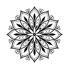 Pattern in the form of a mandala. Henna tattoo mandala. Mehndi style. Decorative pattern in oriental style. Coloring book page.