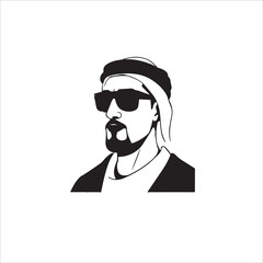 Silhouette of Arabic People with Cultural Cloth