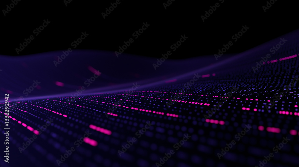 Poster data stream wave: a vibrant, abstract visualization of data streams undulating in wave-like patterns