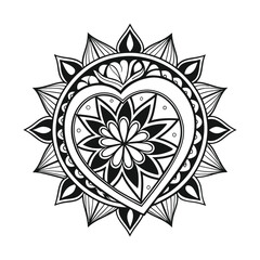 Pattern in the form of a mandala. Henna tattoo mandala. Mehndi style. Decorative pattern in oriental style. Coloring book page.