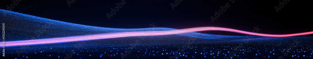 Poster digital waveform: a dynamic digital waveform visualization with flowing lines, curves, and vibrant c
