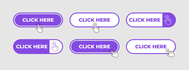 Six purple click here buttons with cursors hovering over them.