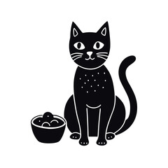 cat-with-food  vector illustration