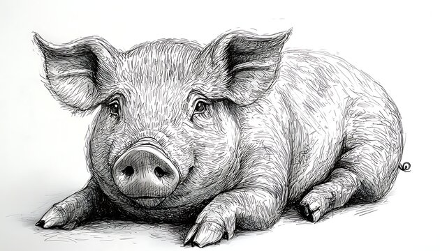 recommend clip art: Cute Pig Drawing, White Background