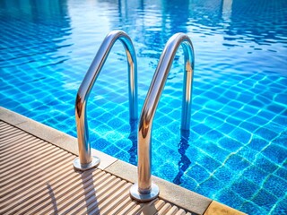 Obraz premium Swimming Pool Safety: Sturdy Grab Bars & Ladder for Secure Access