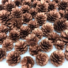 Obraz premium Copper-toned pine cones, decorative craft supplies