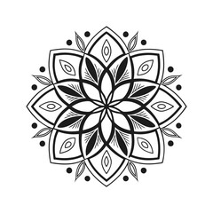Pattern in the form of a mandala. Henna tattoo mandala. Mehndi style. Decorative pattern in oriental style. Coloring book page.