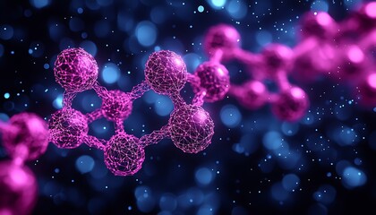 Pink molecules bonding, dark space