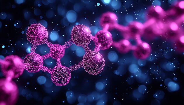 Pink molecules bonding, dark space