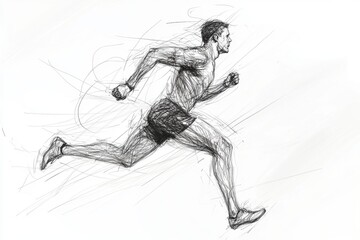 Energetic Man Running in a Sketch Style Illustration