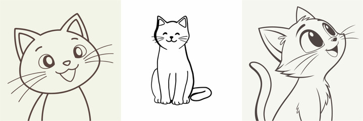 happy cat kitten stretching draw line