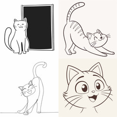 happy cat kitten stretching draw line