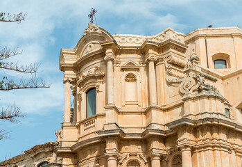 View of the Church of San Domenico in the historic center of Noto, province of Siracusa, Sicily, Italy