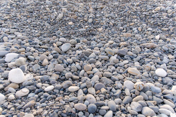 海岸の丸い小石の背景
