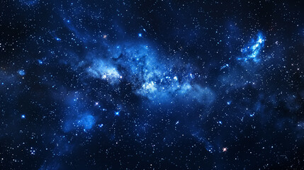 Obraz premium Night sky with stars, clouds, nebula, and galaxy. Landscape with gradient blue and purple colorful cosmos with stardust and the Milky Way. Magic color galaxy, space background.