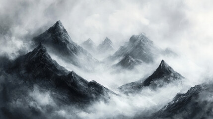 Misty Mountain Range Landscape